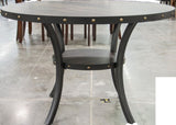 Dining Room Furniture Natural Wooden Round Dining Table 1pc Dining Table Only Nailheads and Storage B011119663