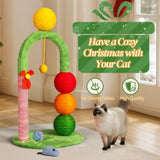 29in Cat Tree Tower with Sisal Scratcher Balls, Cute Holiday Scratching Post with Danging Ball for 67887340