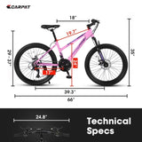 ZNTS S24103 24 inch Mountain Bike for Teenagers Girls Women, Shimano 21 Speeds with Dual Disc Brakes and W1856107363