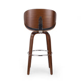 30" Mid-Century Modern Upholstered Swivel Barstool, Midnight Black, Walnut 67493.00PUMDNT