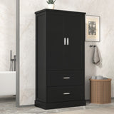 ZNTS Tall Bathroom Storage Cabinet, Cabinet with Two Doors and Drawers, Adjustable Shelf, MDF Board, N725P178675B