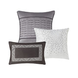 7 Piece Jacquard Comforter Set Grey/Taupe Queen B03596938