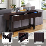 52 inch Sofa Table with Storage Drawers, Mid Century Farmhouse Fluted Console Table with Solid Wood W1202P227362