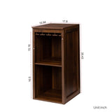 Brown walnut color modular wine bar Cabinet with Storage Shelves with Hutch for Dining Room W331P282805