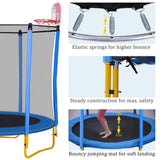 ZNTS 5.5FT Trampoline for Kids - 65" Outdoor & Indoor Mini Toddler Trampoline with Enclosure, Basketball 06871922