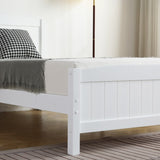 ZNTS Twin Pine Single-Layer Core Vertical Stripe Full-Board Curved Bed Head With The Same Bed Foot White 57053840