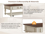 Farmhouse Coffee Table with One Drawer, Easy Assembly, Retro Movable Rectangular Cocktail Table with 77948560