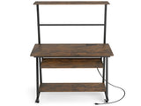 Mobile Rolling Computer Desk with RGB LED Lights & Built-in Charging Station, Multi-Tier Storage 97525178