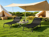 Black 2 Folding Chaise Lounge Pool Chairs for Poolside Tanning, Pillow, Breathable Mesh 82103397
