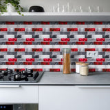 48 Pcs Red Marble Look Peel And Stick Wallpaper PVC Waterproof Self-Adhesive Tile Backsplash For 57663144