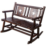 Outdoor Wood Rocking Bench Carbonized Double Rocking Chair for 2 Persons with Wide Curved Seat, 14975377