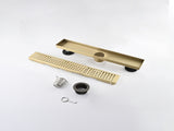 12 Inch Linear Shower Drain with Removable Square Patterned Grate, 304 Stainless Steel with Hair 34152482