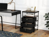 3-Drawer Fabric Storage Cabinet - Removable Foldable Drawers, Industrial Wood Top, Metal Frame with 51249504
