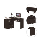 Mix L-Shaped Desk, Keyboard Tray, Two Drawers, Single Open Shelf -Black B20091961