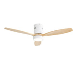 52 Inch Flush Mount Ceiling Fan DC 3 Solid Wood Fan Blade Noiseless Reversible Motor Remote Control W934P146081