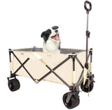 ZNTS Folding Wagon, Heavy Duty Utility Beach Wagon Cart for Sand with Big Wheels, Adjustable Handle&Drink W321P163961