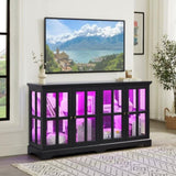 LED Curio Display Cabinet Antique Display Cabinet with Glass Doors Adjustable Shelves for W2275P300145