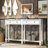 Console Table Sofa Table Easy Assembly with Two Storage Drawers and Bottom Shelf for Living Room, 85312025