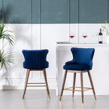 Leland Fabric Upholstered Counter Height Wingback Stools, Set of 2, Blue T2574P165106