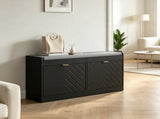 Upholstered Entry Way Bench, Narrow Storage Bench, 2 Flip Drawers, 2 Vents for 8 Pairs of Shoes 80689310