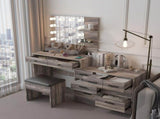 Large Makeup Vanity with Lights, Vanity Table with Charging Station, Vanity Desk with Mirror and 10 24676583