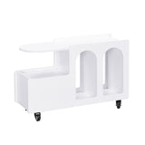 ON-TREND Mobile End Table with lockable wheels, Cream Style Side Table with Storage Drawer, 11.8inch N721P191983K