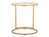 Round Zenn End Table in Gold Metal with Clear Glass Table Top B202P223394
