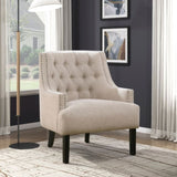 ZNTS Modern Traditional Accent Chair Chenille Upholstery Button-Tufted Solid Wood 1pc Living Room B011P182659