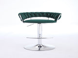 Set of 2 Bar Stools,with Chrome Footrest and Base Swivel Height Adjustable Mechanical Lifting Velvet 59075110