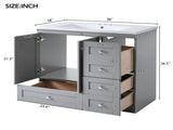 36 inch Shaker Style Free-Standing Bathroom Vanity Cabinet with Ceramic Sink, 4 Soft-close Drawers N729P288872E