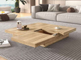 Square Veneer Coffee Table Sliding Top with Storage in Natural Wood Grain 39.4'' N735P388120N