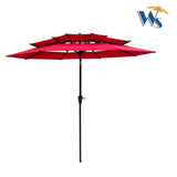 9Ft 3-Tiers Outdoor Patio Umbrella with Crank and tilt and Wind Vents for Garden Deck Backyard Pool W65627937