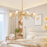 Modern Gold 8-Light Sputnik Chandelier with Clear Glass Shades, Mid-Century Hanging Pendant Light W1340P233173
