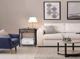 Adult Nightstand End Table with Charging Station, USB Ports, Drawer and Storage Shelf, Gray 91682459