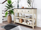 Retro Design Console Table with Two Open Shelves, Pine Solid Wood Frame and Legs for Living Room 83399820