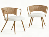 Wicker dining chairs - 2-piece set - Farmhouse soft cushioned cane back kitchen chair, sponge 78496311