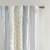 Cotton Printed Curtain Panel with Chenille Stripe and Lining 50x108" B035P294215