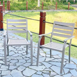 VRSHWO lron Terrace Dining Chairs, a Set of 2 Cream Color Chairs, Metal Chairs, All-Weather W213P335870