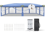 10x20 ft Instant Pop Up Canopy Tent Blue, 6 Mesh Panels 2 Doors 4 Net Sides, 07293396