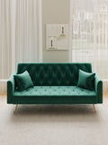71 inch convertible love seat sofa, American retro green velvet, suitable for small living room, W165880949