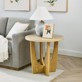 25" Round End Table, Wooden Side Table, Night Stand for Bedroom, Living Room ,Reception Room W1801P195684