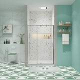 ZNTS 56-60" W x 71" H Piovt Swing Glass Shower Door,Pivot Frame Sliding Shower Door with 1/4" Clear W2122P199049