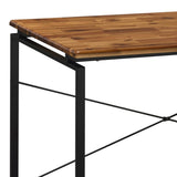 ZNTS Oak and Black Writing Desk with Metal Sled Base B062P184531