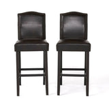 Barstools Set of 2, Counter Height Upholstered Bar Stools for Kitchen Island, Dark Brown Rubberwood N779P254675B