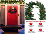 9 Feet Christmas Garland Red Berrieswith LED Lights 13628884