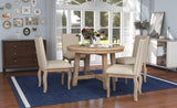 ZNTS 5-Piece Farmhouse Dining Table Set Wood Round Extendable Dining Table and 4 Upholstered Dining 81465433