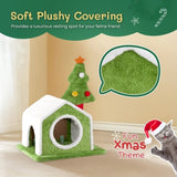 ZNTS 24in Christmas Cat House Cat Bed Cave, Soft Plush Christmas Nest Holiday Decor for Indoor Cats 64956948