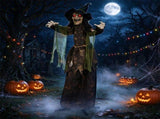 74" Animated Forest Witch Halloween Decoration with Moving Head & Swinging Arms, Dual Mode Control 63609628