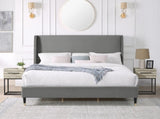 Rozitta Gray Velvet Wingback Platform Bed, King T2574P198384