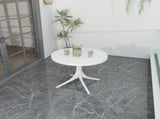 Summer - Modern White Round Plastic Table 36 Inch Indoor/Outdoor Dining Table & Coffee Table, W3450P323346